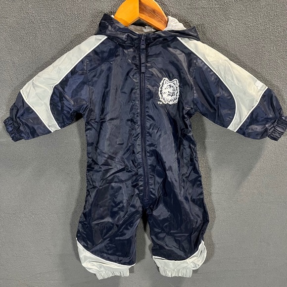 STARTER Other - Starter Team UConn Huskies Hooded Windbreaker Jumpsuit Navy Blue Grey 6/9 Months